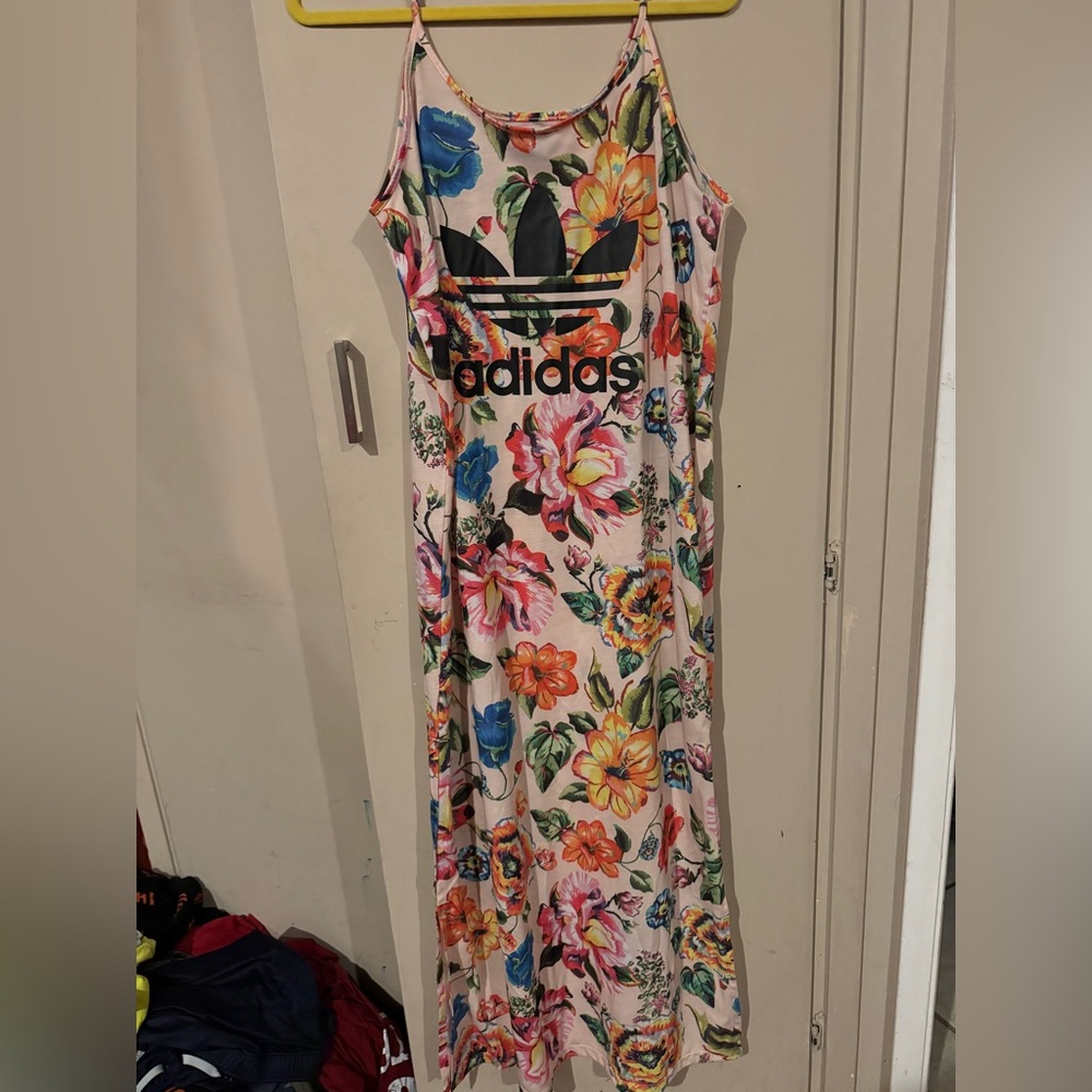 Adidas Pink and Blue Sleeveless Maxi Sundress